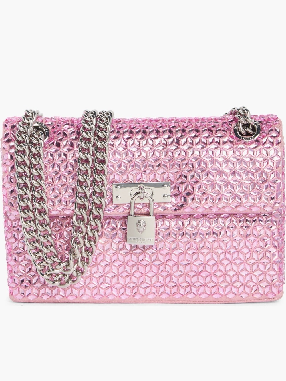 Kurt Geiger Pink Shoulder Bag with Silver Chain